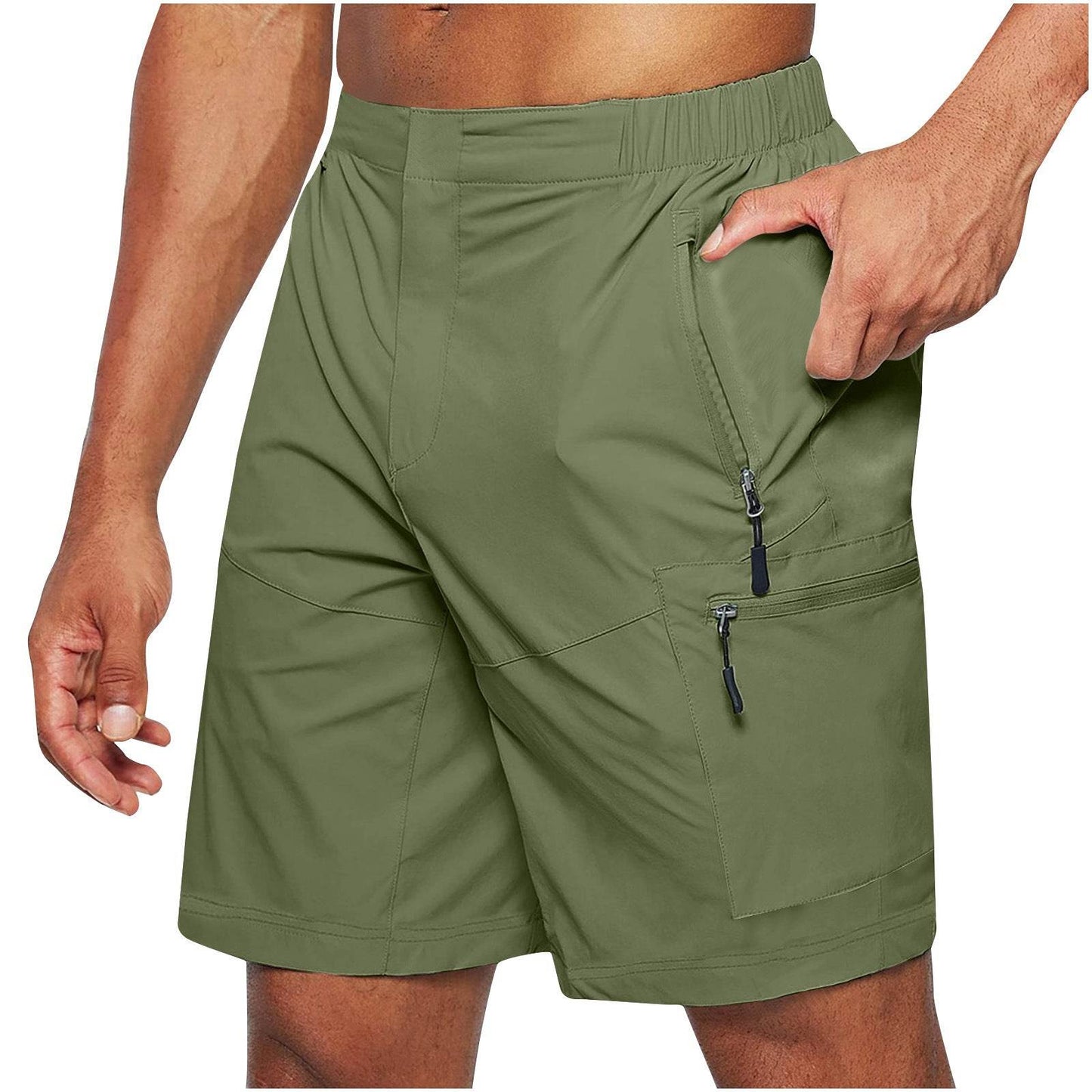 Men'S Casual Elastic Waist Strap Summer Shorts Casual Fit Fashion Outdoor Long Shorts For Men Knee-Length Straight Leg Pants Shorts - Velora