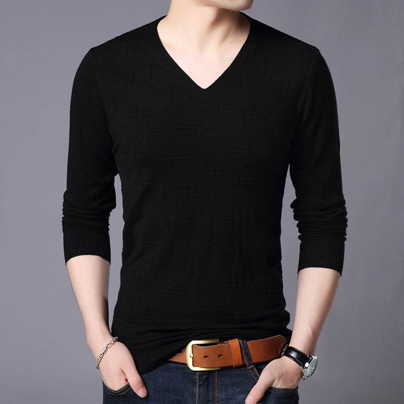 Men's Casual V-neck Thin Base Long Sleeve - Velora