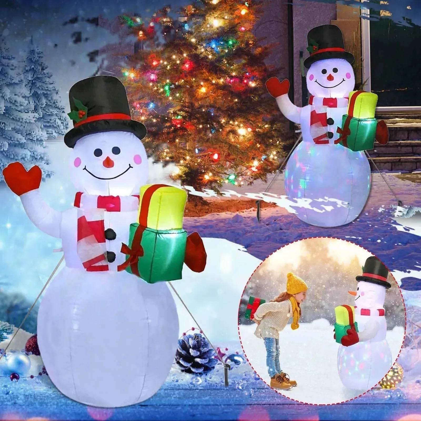 Christmas LED Lights Glowing Santa Tree Snowman Inflatable Doll Outdoor Yard Garden Decor - Velora