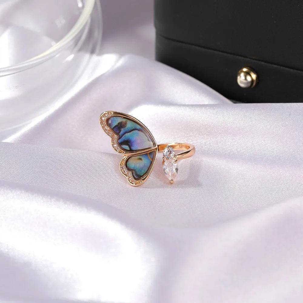 Ladies Fashion Seashell Wing Zircon Jewelry Ring for women - Velora
