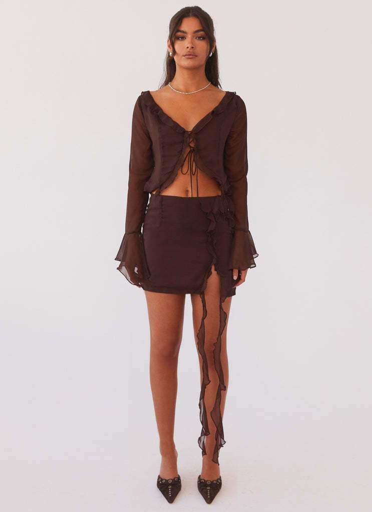 New Sexy Tassel Lace Long-sleeved Hip Skirt Suit - Velora