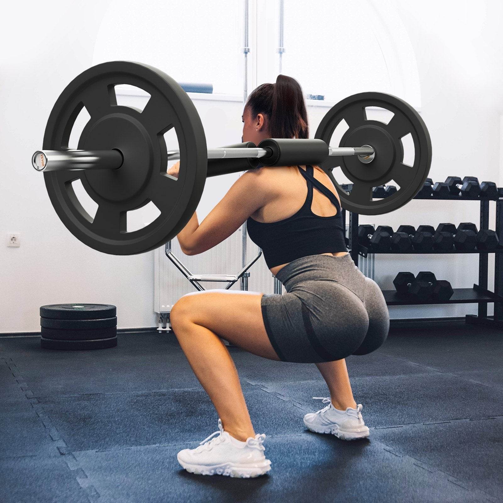 Safety Squat Bar, 700 LBS Fitness Squat Bar, Safety Squat Bar Attachment With Shoulder And Arm Pads, 28mm Diameter Weight Bar, Ideal For Front Squats, Lunges, Rehab, Physical Therapy - Velora