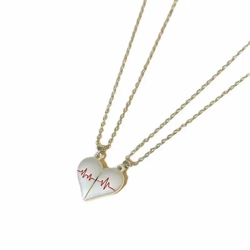 Heartbeat Magnetic Heart Necklace Love Couple Jewelry - Velora
