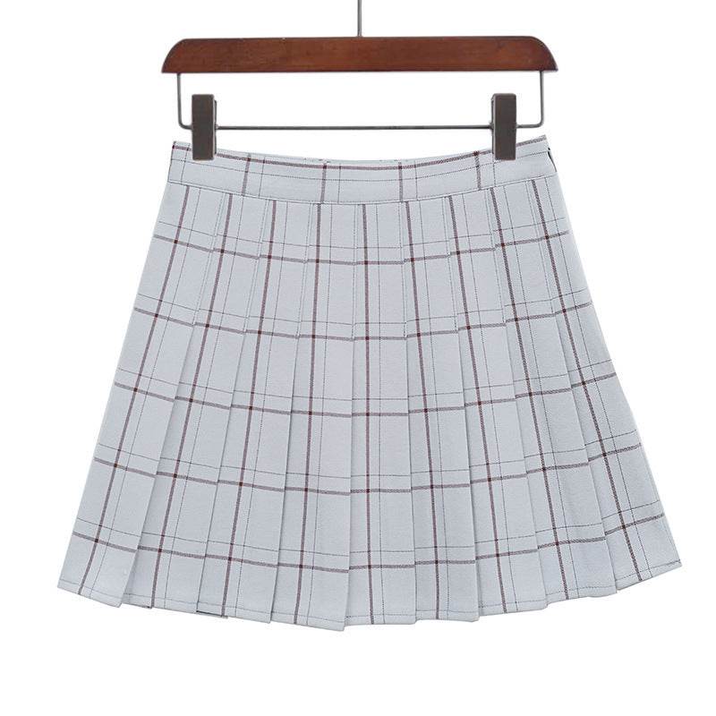 Mini Plaid Pleated High Waist Skirt A- Line Skirt - Velora