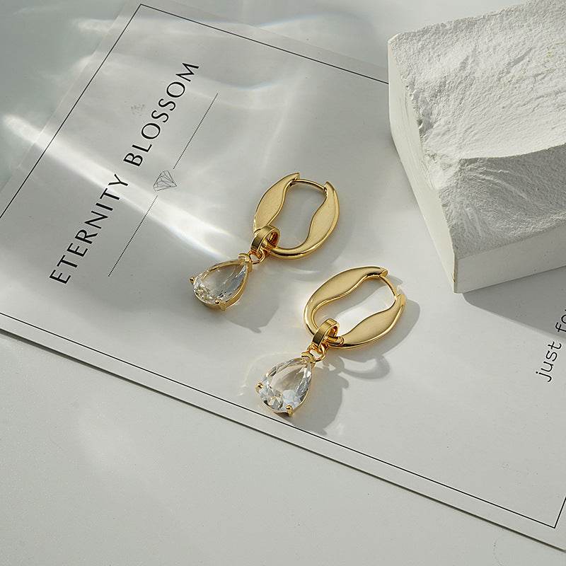 Female Zircon Drop Retro Light Luxury Earrings - Velora