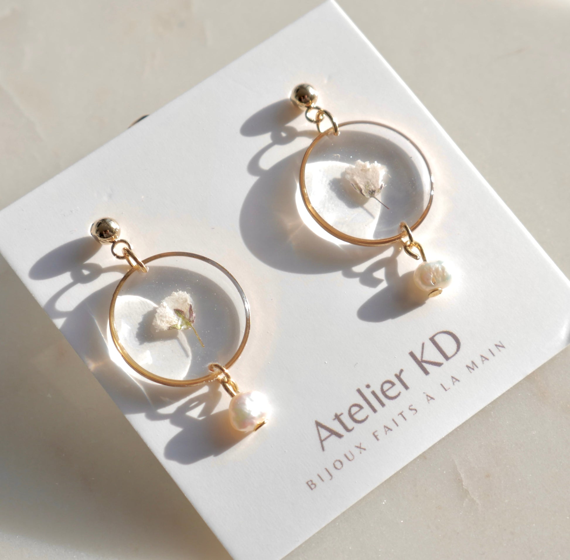 Boucles d’oreilles Perla - fleur de gypsophile - rond - Velora