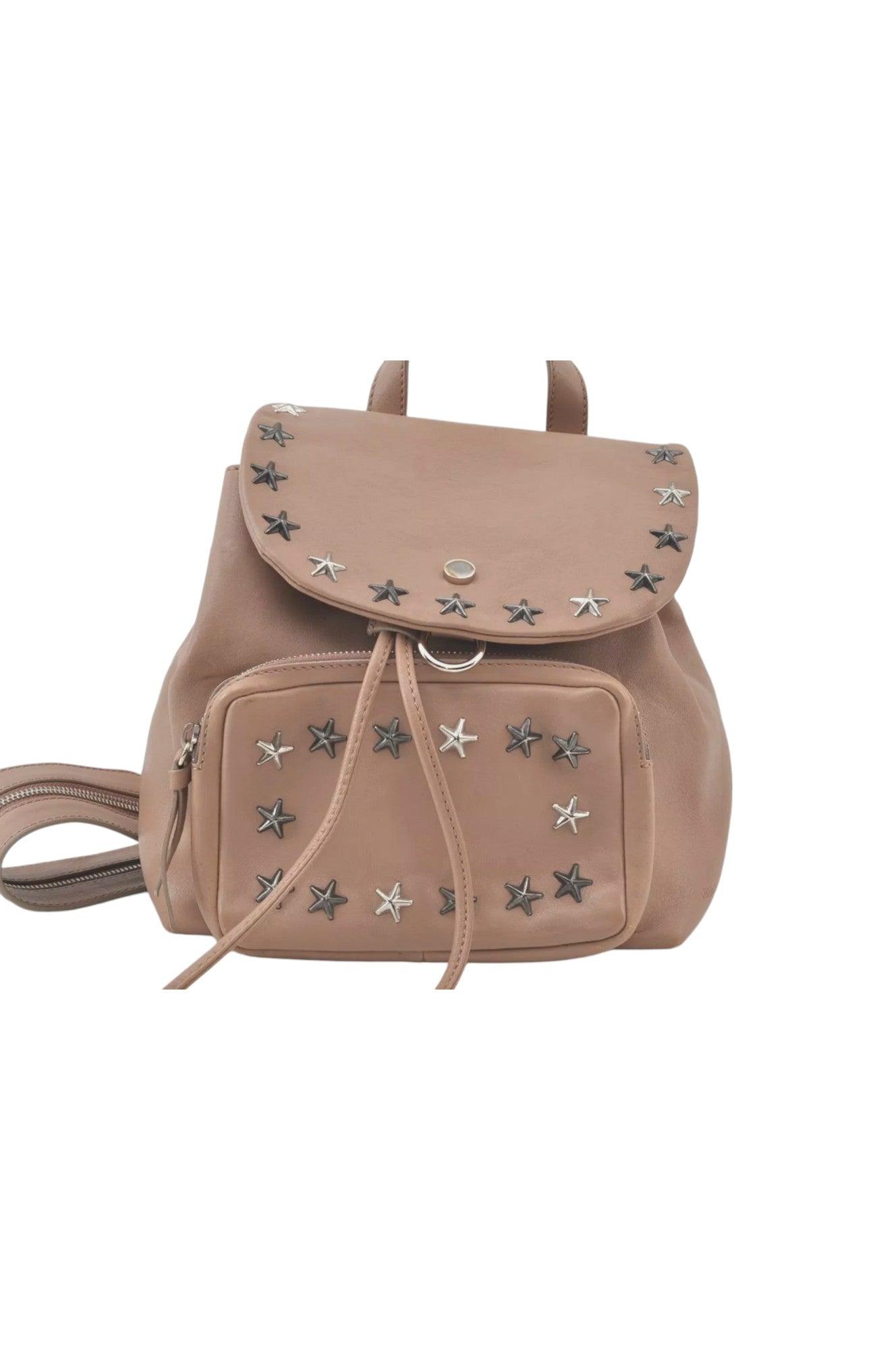 JIMMY CHOO Vintage Stella Star Studs Leather Backpack Pink Beige 7492K - Velora