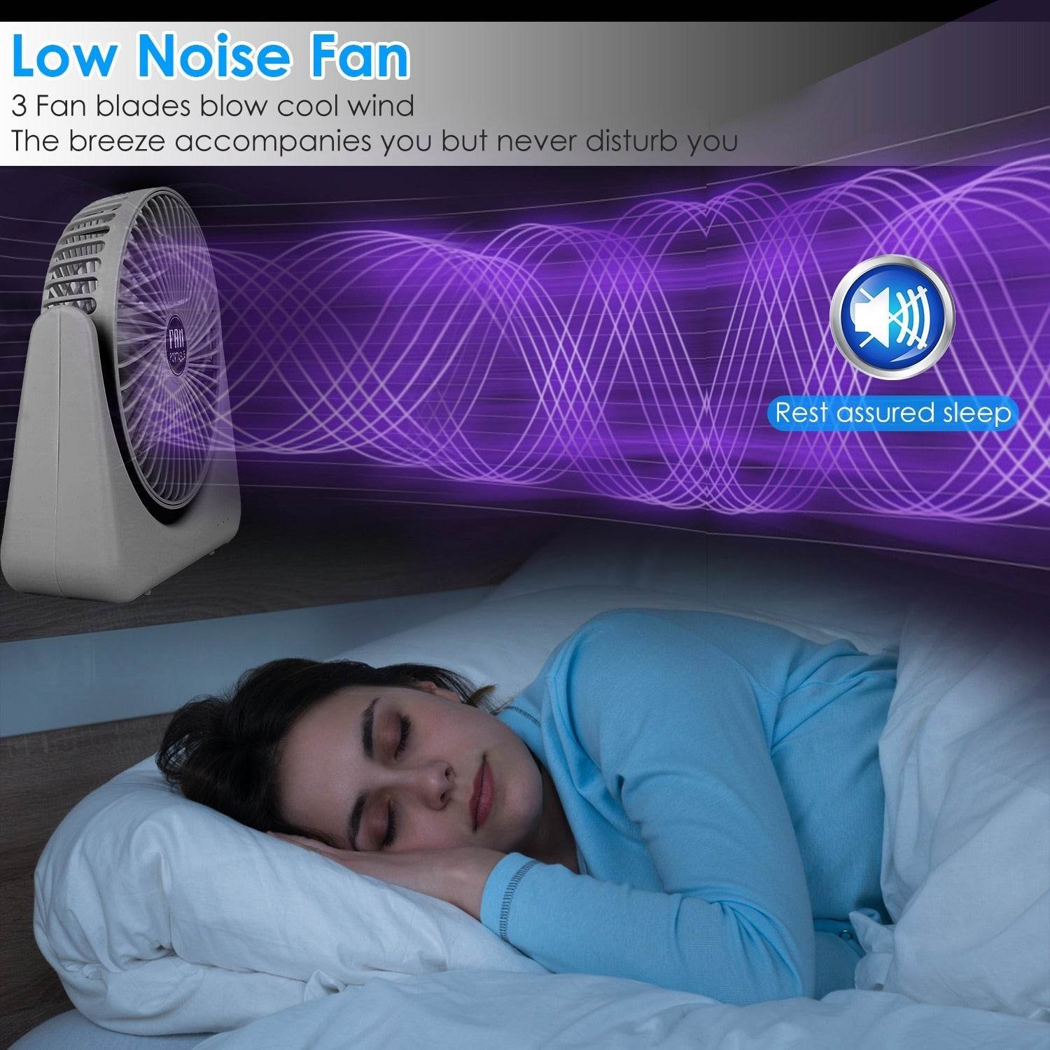 6.5in Desk Fan USB Powered 2 Speeds Table Cooling Fan Tilt Quiet Desktop Fan For Bedroom Office - Velora