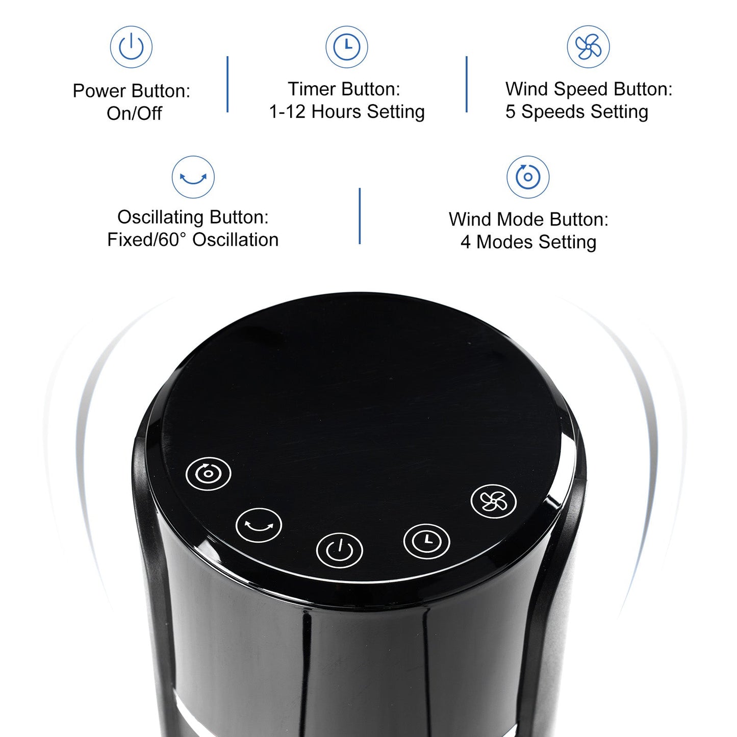 Standing Tower Fan 35-Inch – 5-Speed Remote Control, 12H Timer & 60° Oscillation