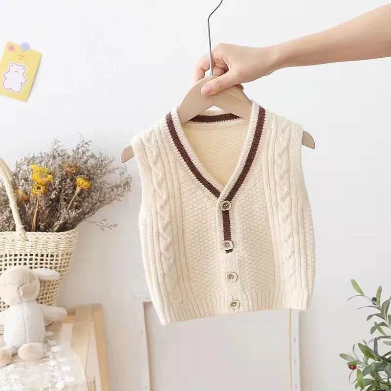 Children Knitted Chunky Sweater Outwear Vest kids - Velora