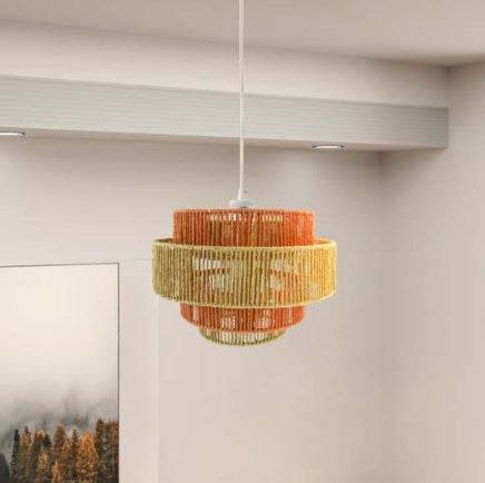 Dorset Pendant Lamp - White And Natural Terracotta - Velora