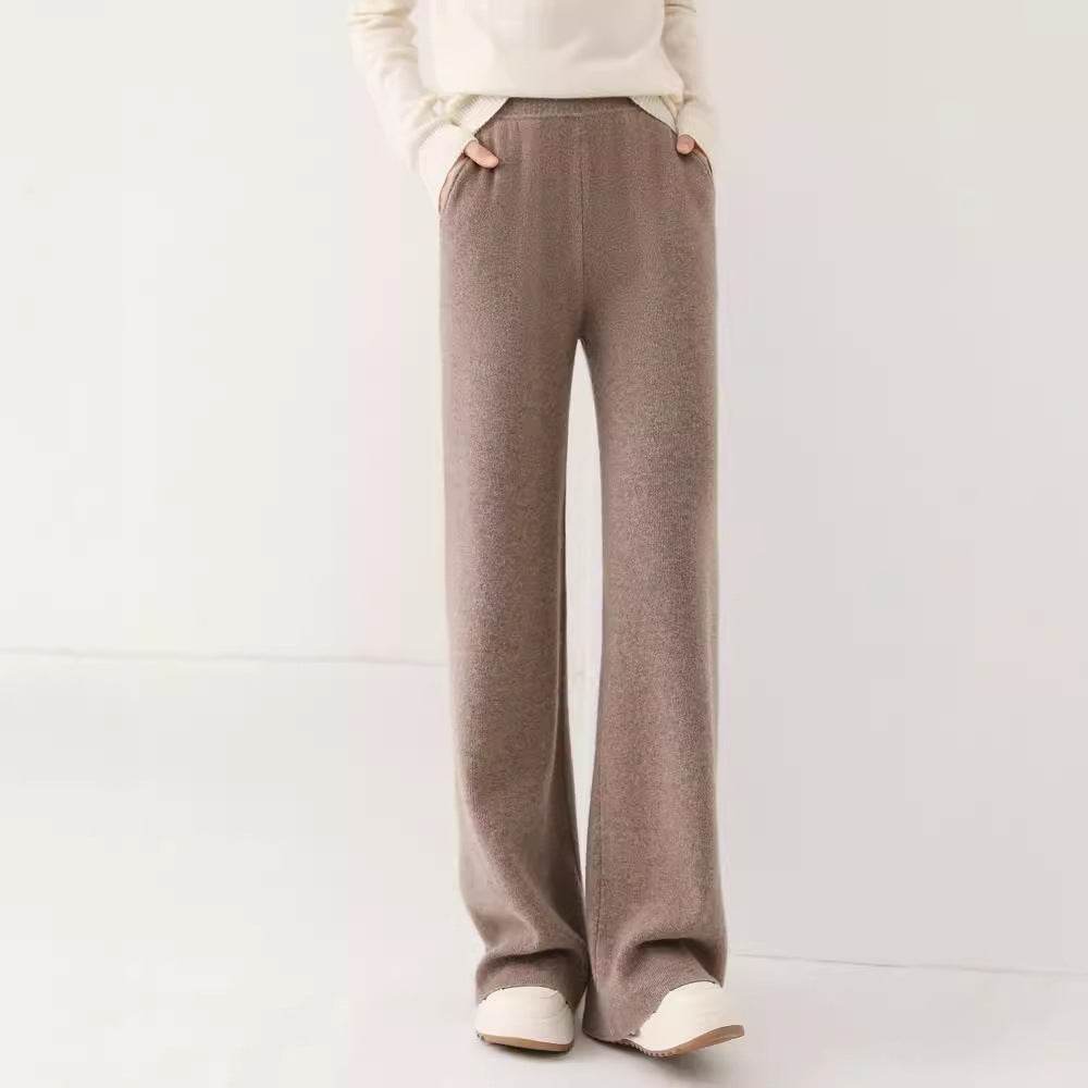 High Waist Casual All-match Knitted Mop Trousers Thickened - Velora