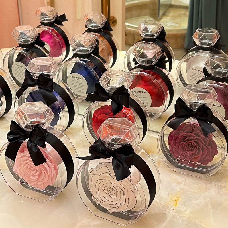 Natural Eternal Flower Ornaments Transparent Cover Dried Rose Gift Box For Christmas New Year Valentine's Day Home Decor - Velora