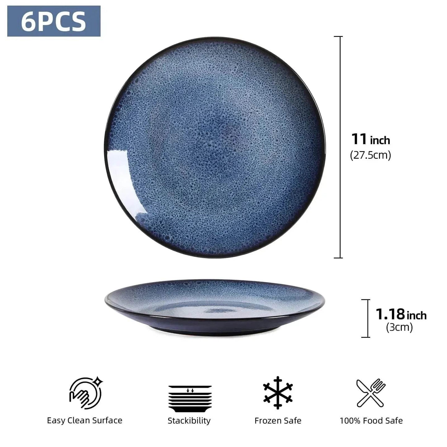 Buy 6pcs Flat Ceramic Dinner Plates