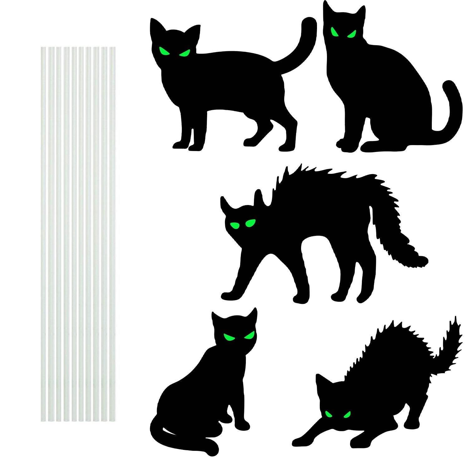 6Pcs Skull Or 6Pcs Tomb Or 5Pcs Black Cat Halloween Yard Sign Decorations Glow In The Dark For Haunted House Garden Yard And Scary Theme Party - Velora