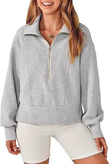 Women's Half Zipper Pullover Long Sleeve Sweatshirt - Velora