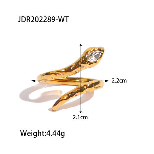 18K Gold Stainless Steel Open-end Zircon Ring High-grade Ins