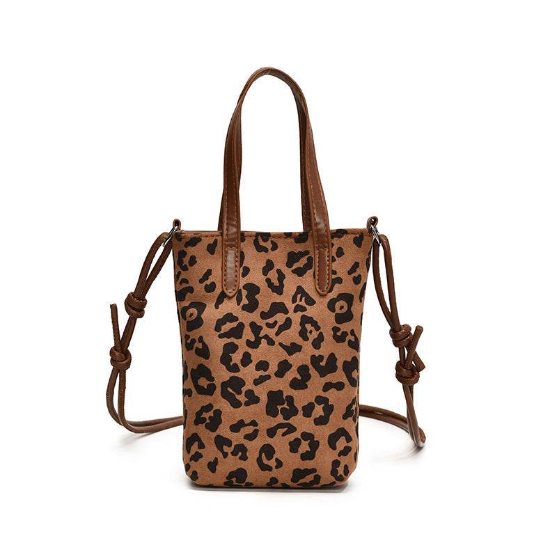 Women's Crossbody Bag Autumn And Winter Retro Leopard Print Shoulder Bag Anime New Versatile Suede Phone Bag - Velora