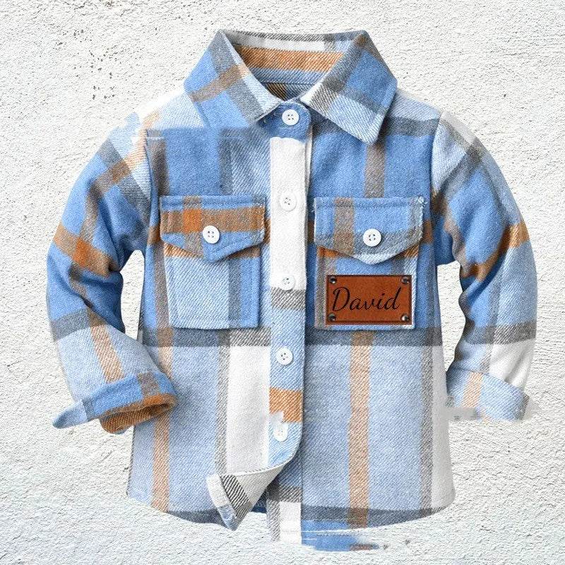 Baby Boy Cashmere Flannel Checkered button Shirt jacket kids - Velora