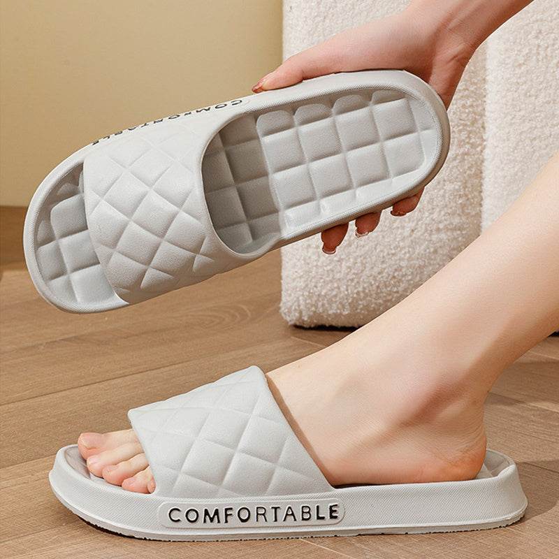 Men's Home Slippers With Plaid Design Soft-soled Silent Indoor Floor Bathing Slippers Women House Shoes Summer - Velora
