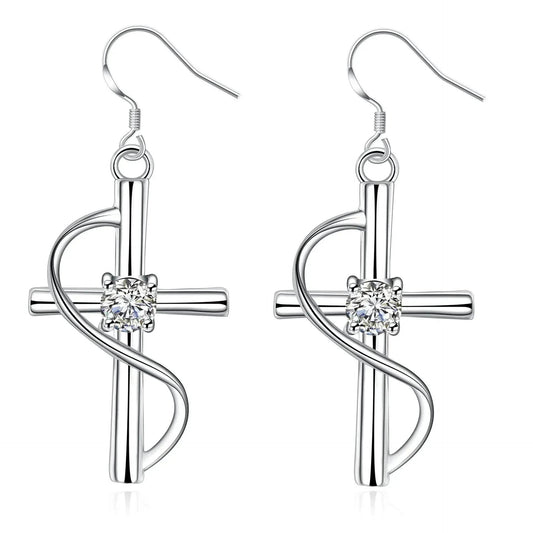 New Cross-border Popular Elongated Silver Dangling drop Earrings - Velora