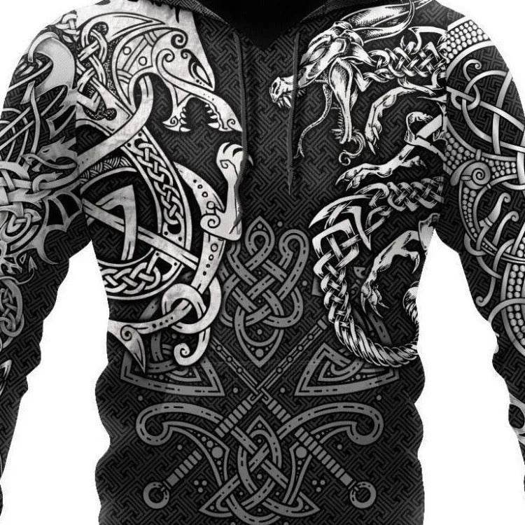 Men's Gothic Printed Street Fashion Classic Hoodie Pullover - Velora