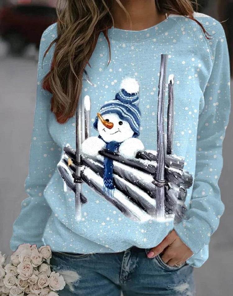 Long Sleeve Round Neck Christmas Style Sweaters Women's Clothing - Velora