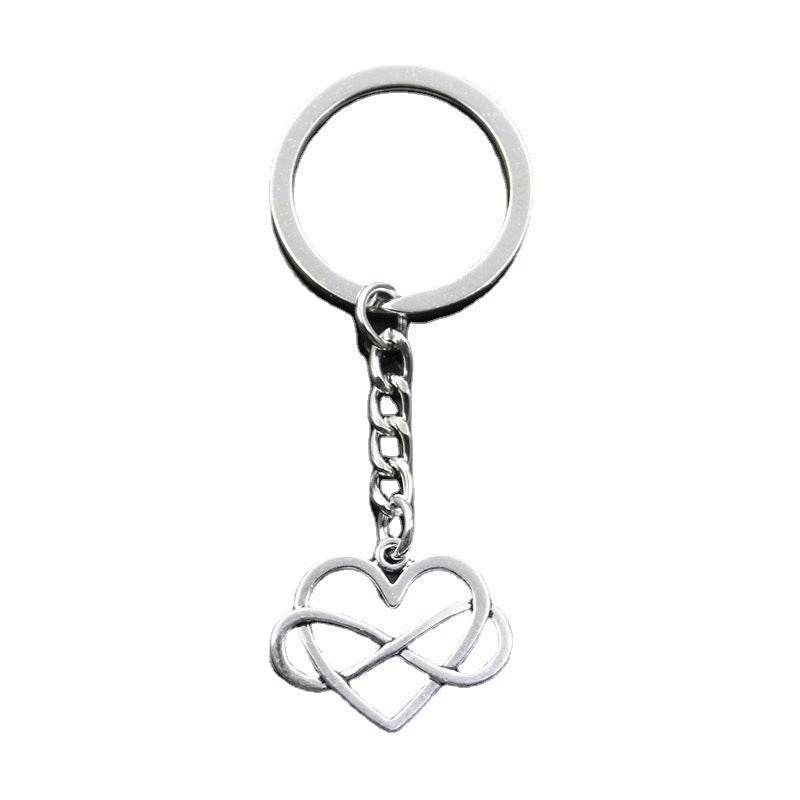 Men's And Women's Fashion Hollowed Heart Shape Eight-character Winding Keychain - Velora