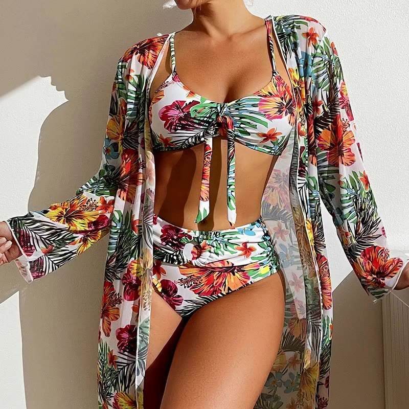Women's Long Blouse Split Bikini Plus Size Suit - Velora