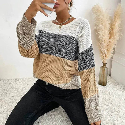 Winter Jacquard Knitted Pullover Sweater Tops for Women - Velora