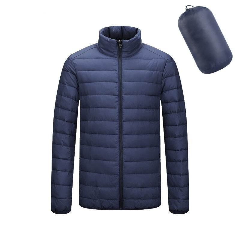 Men's Lightweight Hooded Coat Winter Warm Solid Color Zipper Jacket Fashion Portable Outerwear Top Clothing - Velora