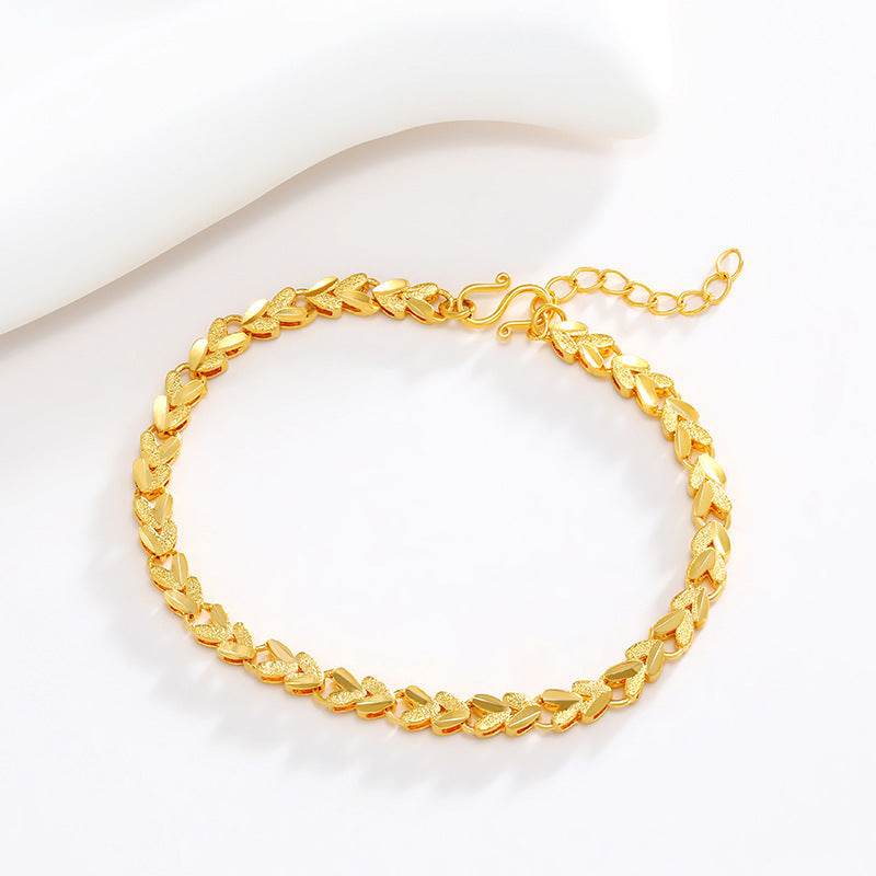 Alloy Gold Plated Car Handmade Flowers Reverse Mold Heart Bracelet - Velora