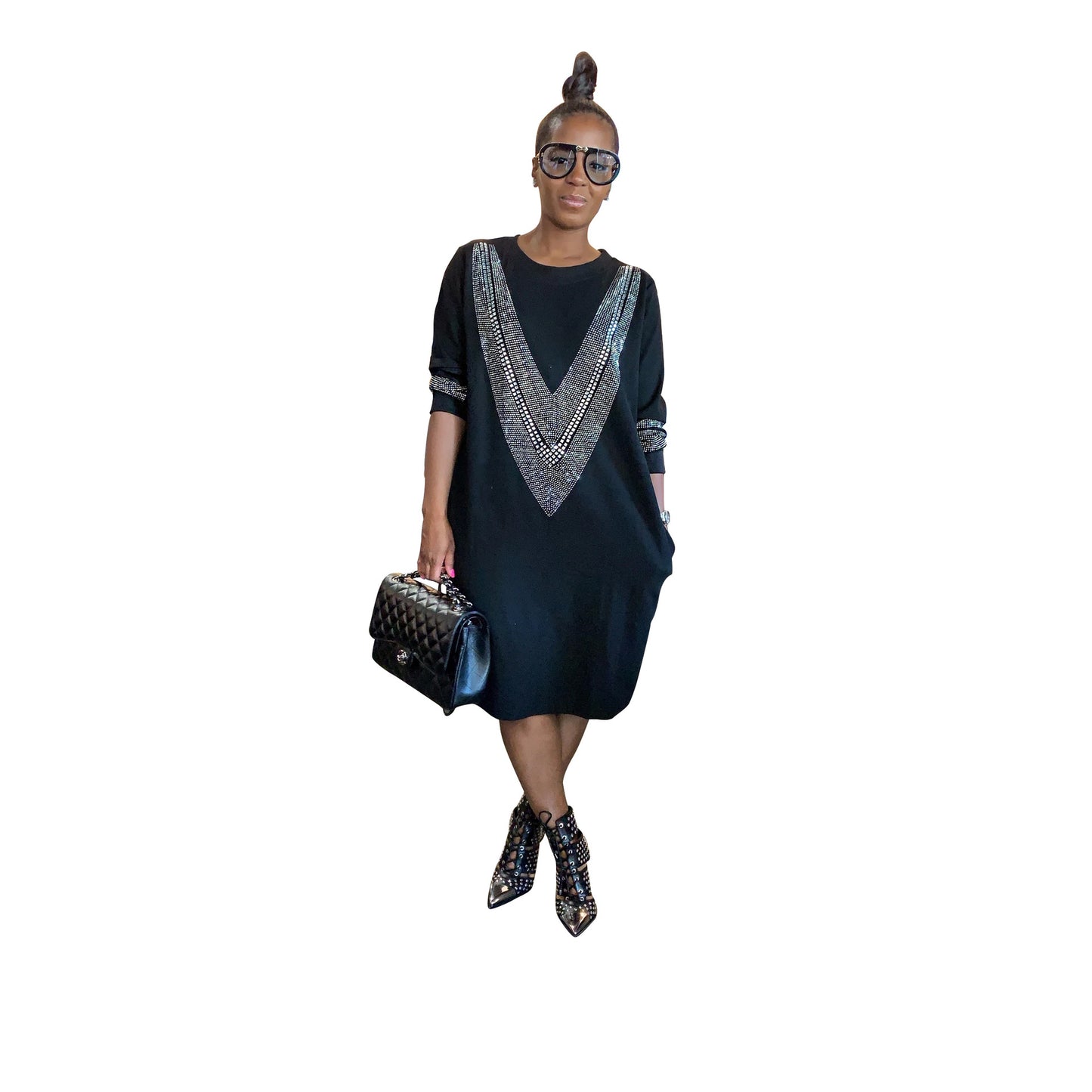 Autumn Chic Women's V-Neck Dress