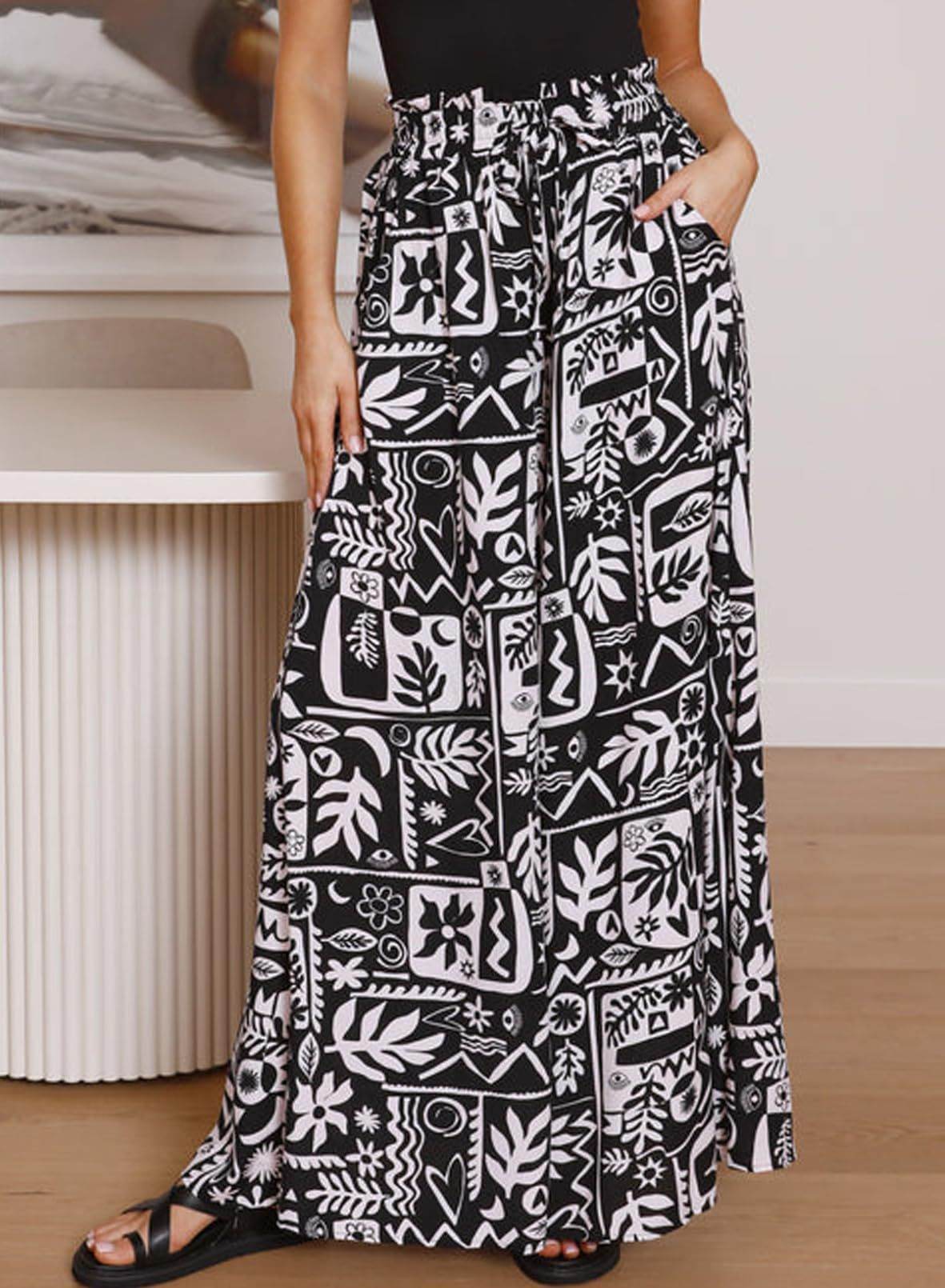 Printed Comfortable Casual High Waist Wide-leg Floral Palazzo Trousers women - Velora