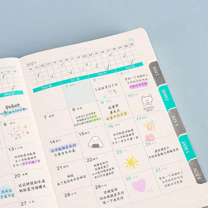 365-day Daily Planner Self-discipline And Clock-in Student Journal Notebook - Velora