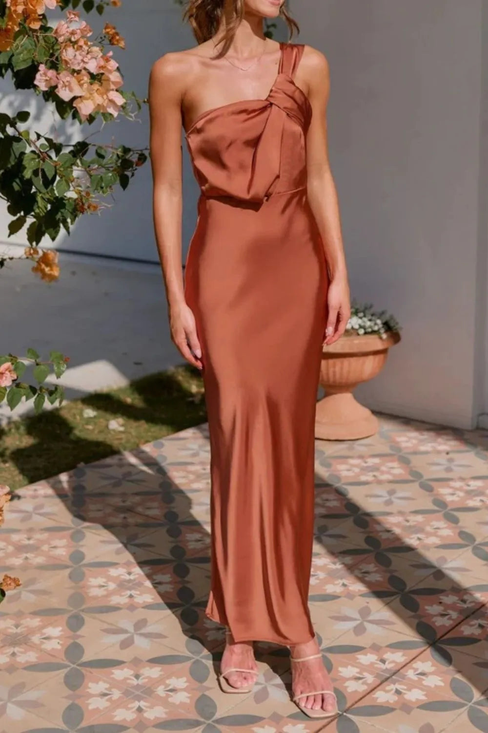 One Shoulder Sleeveless Maxi Dress - Velora
