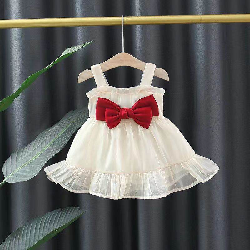 Red Suspender Skirt Off-shoulder Off-the-shoulder Princess Dress - Velora