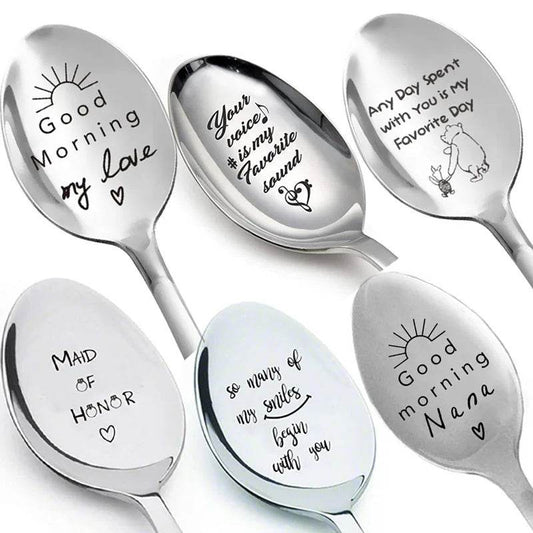 Valentines Day Gift Stainless Steel Milk Coffee Spoons Love Letter Wedding Souvenirs Anniversary Gift For Girlfriend Boyfriend - Velora