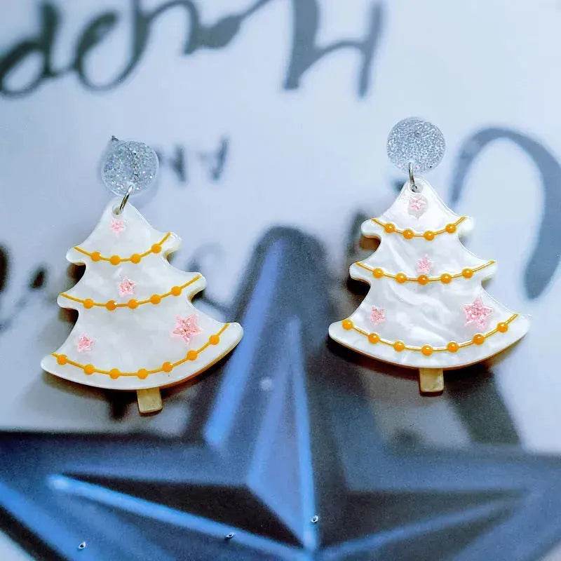 Sweet Christmas Tree Earrings With Rhinestones New Fashion Christmas Acrylic Earrings Women's Jewelry - Velora