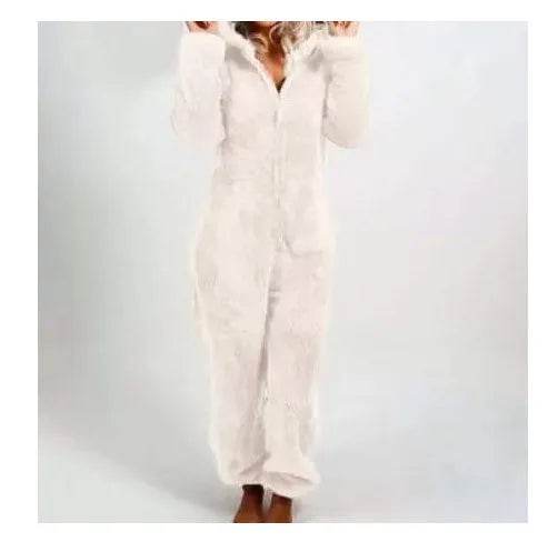Women Polar Bear Winter hooded pajamas Jumpsuit Lounge wear Sleep wear - Velora