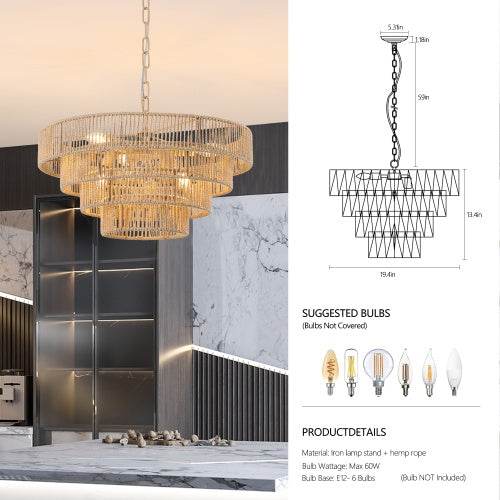 Luxury Craft Bohemian Woven Chandelier - Velora
