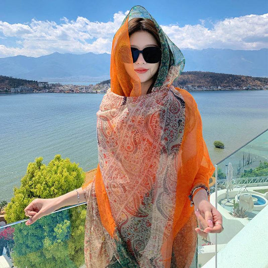 Desert Versatility For Traveling Sun Protection Toe Cap Silk Scarf - Velora