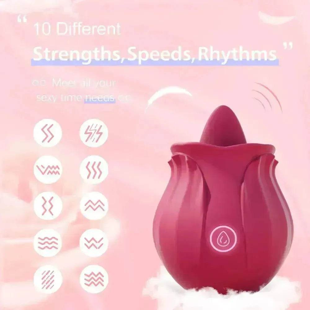 Rechargeable Rose Toy With Tongue Licking Best Clitoral Stimulator for Women - Velora