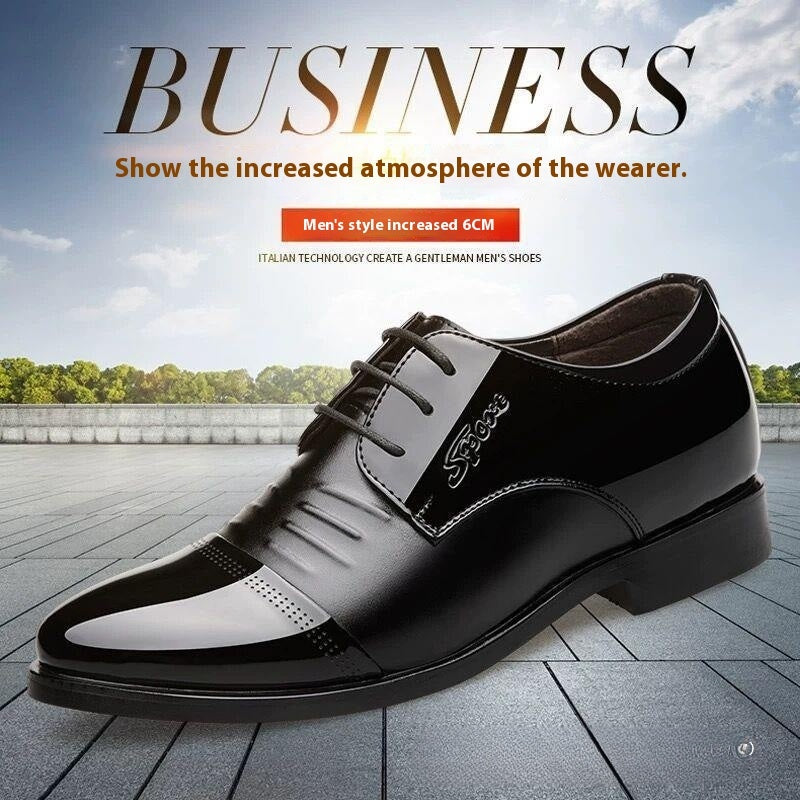 Men's Autumn Height Increasing Casual Black Groom Wedding Shoes - Velora