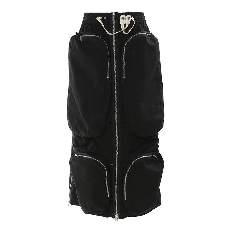 Three-dimensional Camouflage Zipper Pocket Side Slit pencil Midi Cargo Skirt - Velora