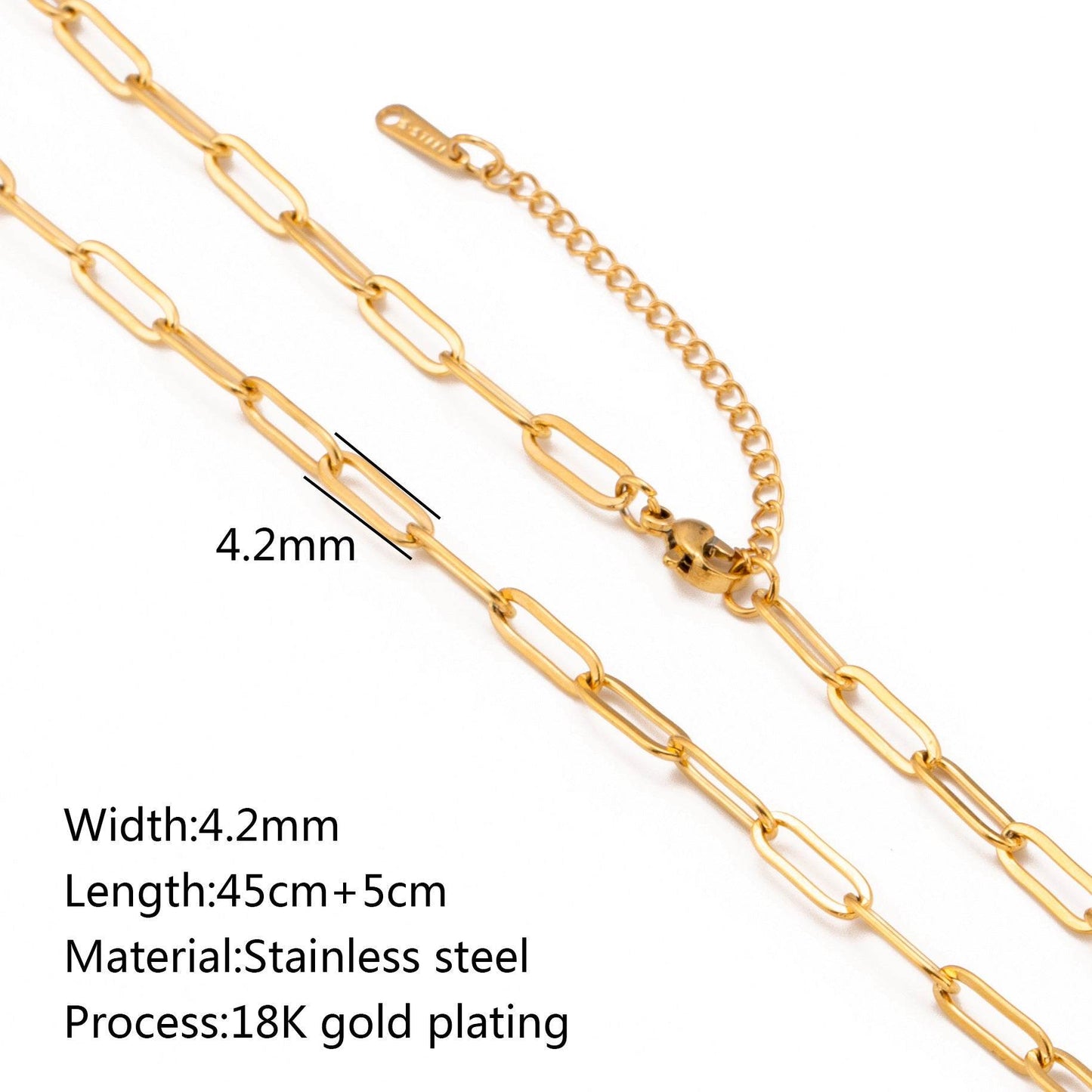 Stainless Steel Vacuum Vapor Plating 18K Gold Color Protection Lip Chain Necklace - Velora