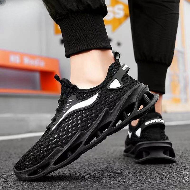 Men's Lace-up Sneakers Mesh Sports Shoes Fashion Hollow-sole Low Top Running Shoes - Velora