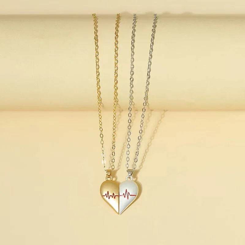 Heartbeat Magnetic Heart Necklace Love Couple Jewelry - Velora