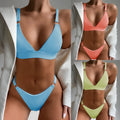 2pcs Bikini Solid Color Small Circle Swimsuit Triangle Swimsuit - Velora Luxury Fashion