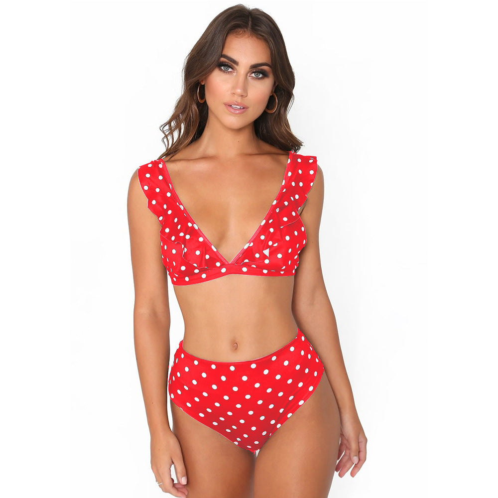 2pcs Black And White Polka Dot Print Swimsuit - Velora Luxury Fashion